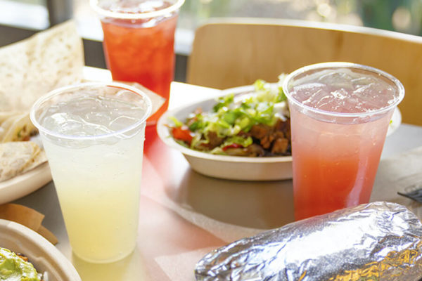 Burrito bowls and lemonade from Chipotle