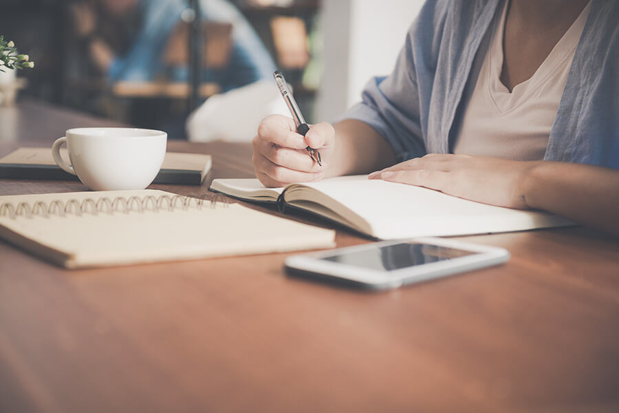 Woman balancing finances