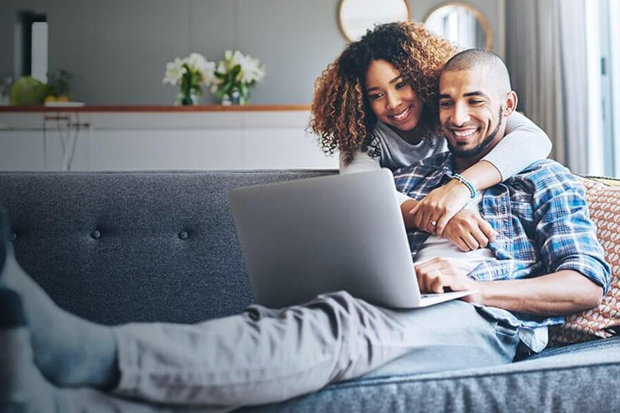 Man and woman smiling