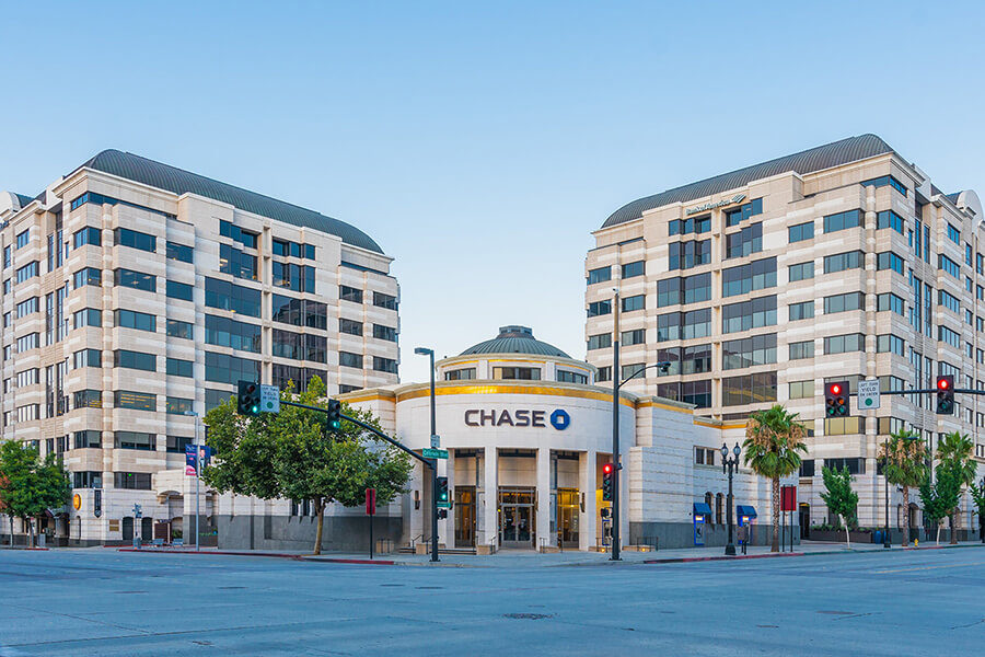 Exterior of Pasadena Towers on South Lake Avenue in Pasadena